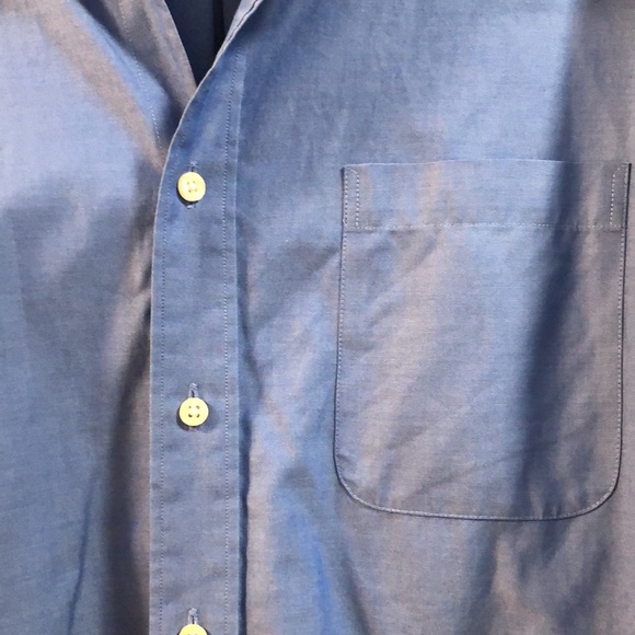 Kirkland shirt Mens 33 iridescent blue long sleeve Button up dress shirt EUC - Picture 2 of 4